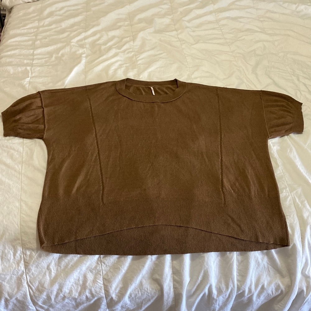 Free people brown short sleeve sweater